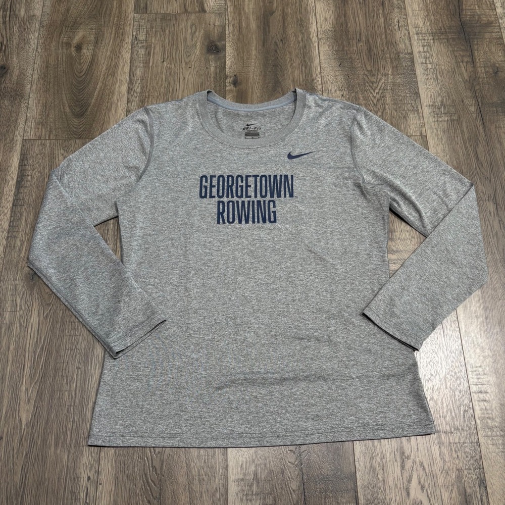 Nike Georgetown Rowing Shirt Womens Medium Gray Long Sleeve Dri-FIT Excellent